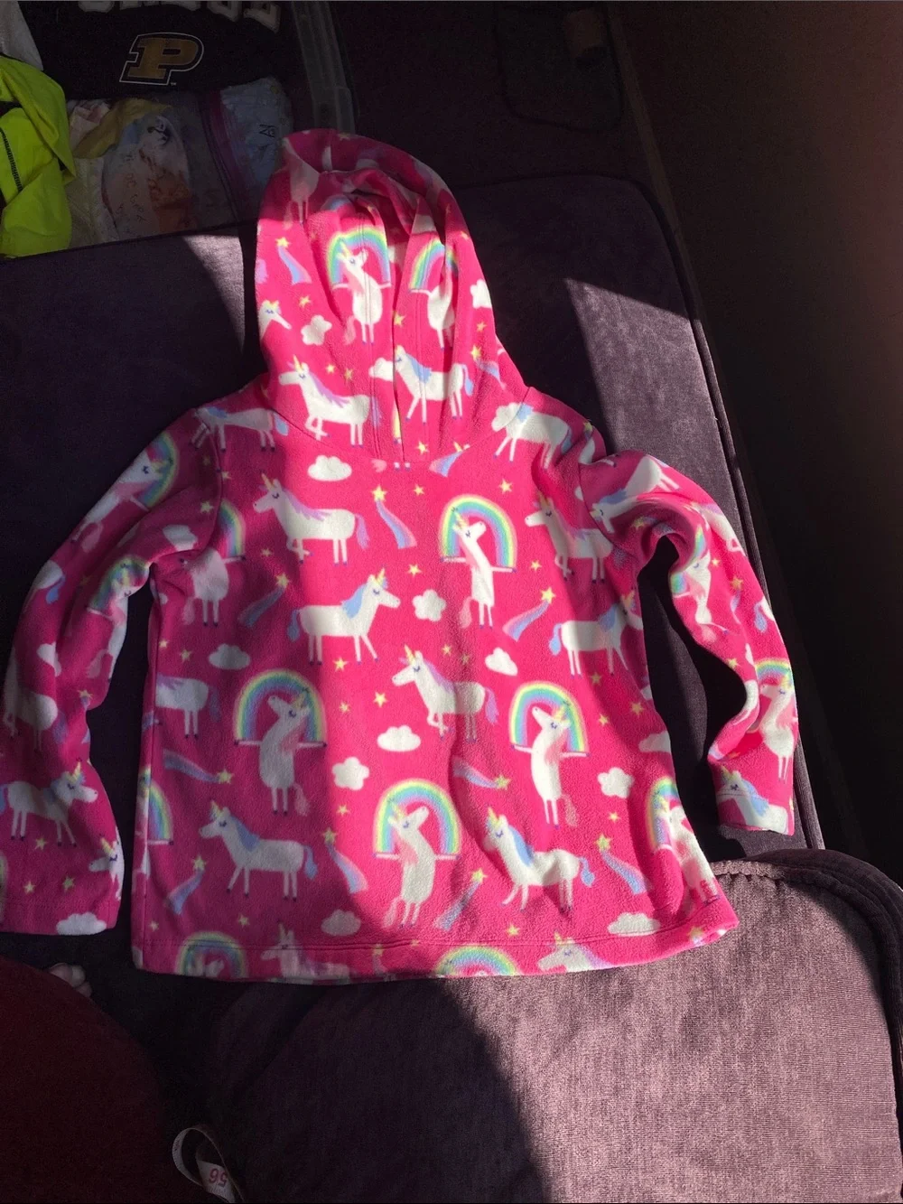 The Children's Place Pink Unicorn Hooded Fleece Pullover 5T